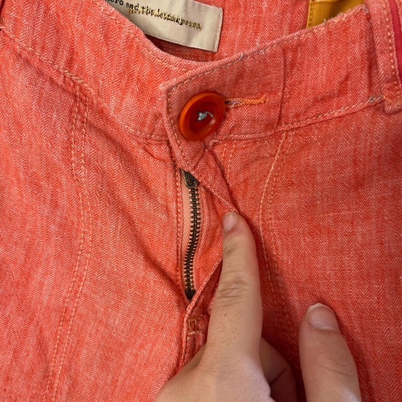 Anthropologie Pilcro and the Letterpress Linen Blend Wide Leg Pink Trousers 6 - Picture 5 of 9